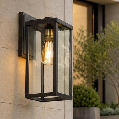 Retro Outdoor Wall Light Aluminum Waterproof Wall Mounted Glass LED Compatible Sconce 60W