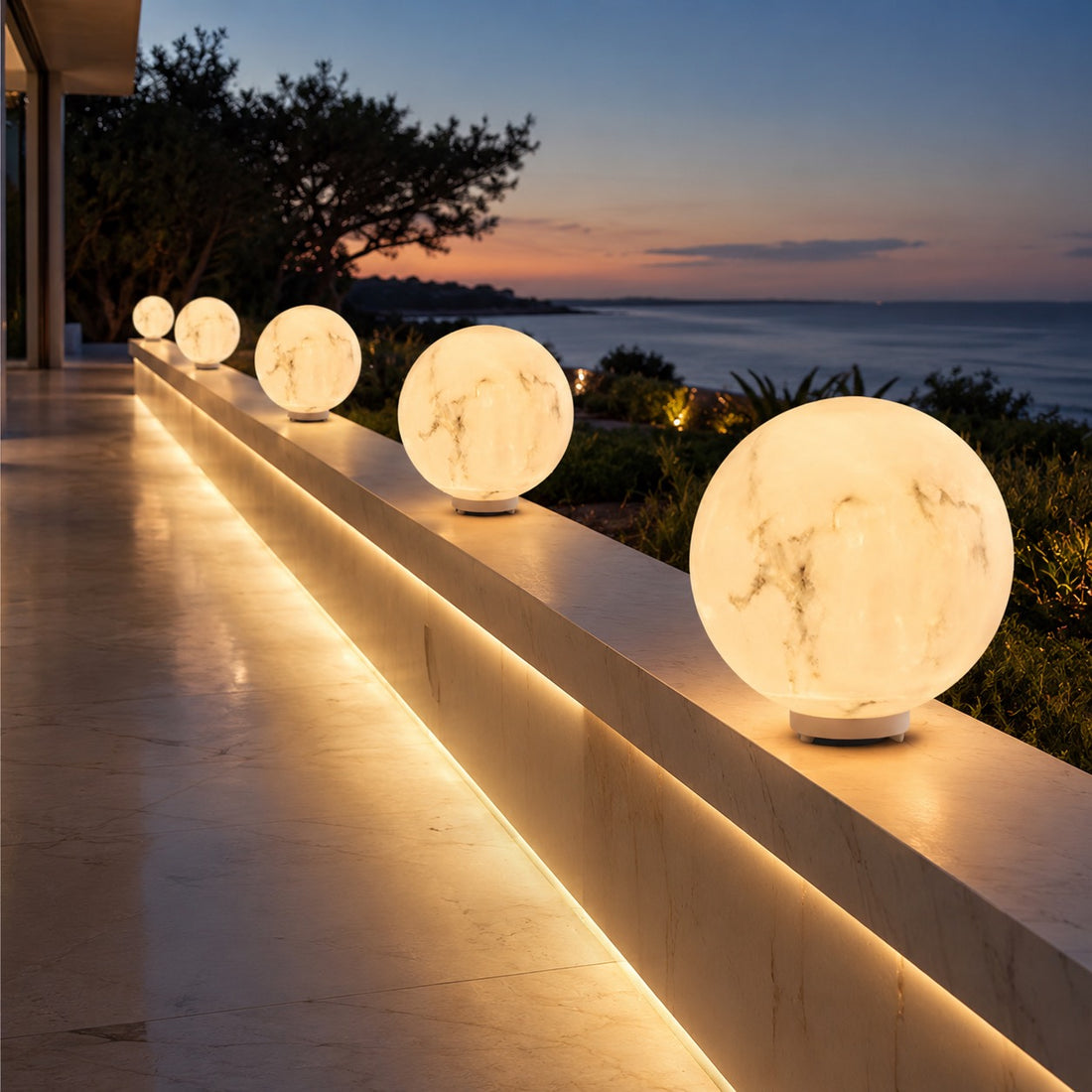 Minimalist Outdoor Pillar Light Wall Mounted Faux Marble Adjustable Tri-Color LED Waterproof