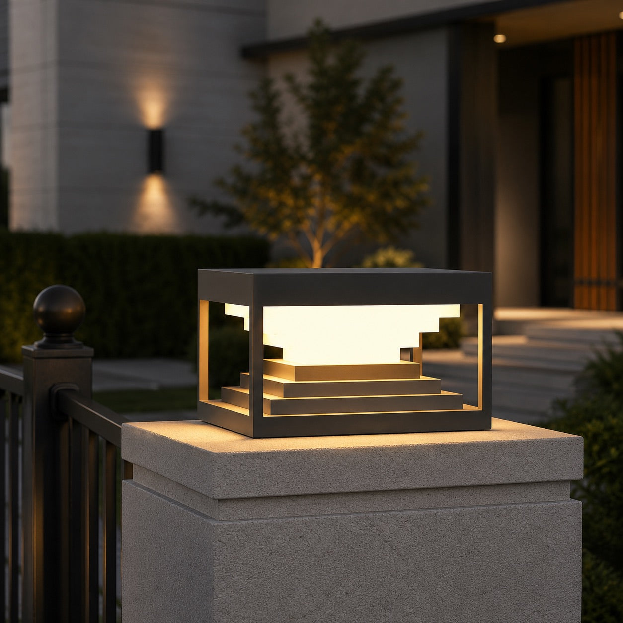 Outdoor Pillar Lights Modern Stainless Steel Waterproof LED 360° Beam Angle