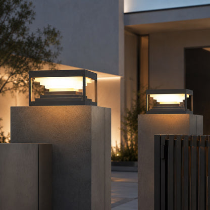 Outdoor Pillar Lights Modern Stainless Steel Waterproof LED 360° Beam Angle