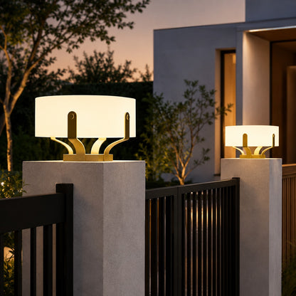 Solar Outdoor Light Modern Square Pillar Waterproof LED with Stainless Steel Frame and PE Shade