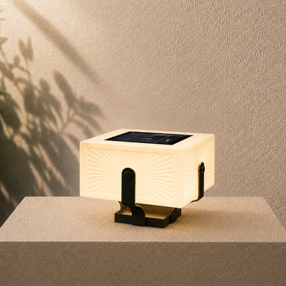 Solar Outdoor Light Modern Square Pillar Waterproof LED with Stainless Steel Frame and PE Shade