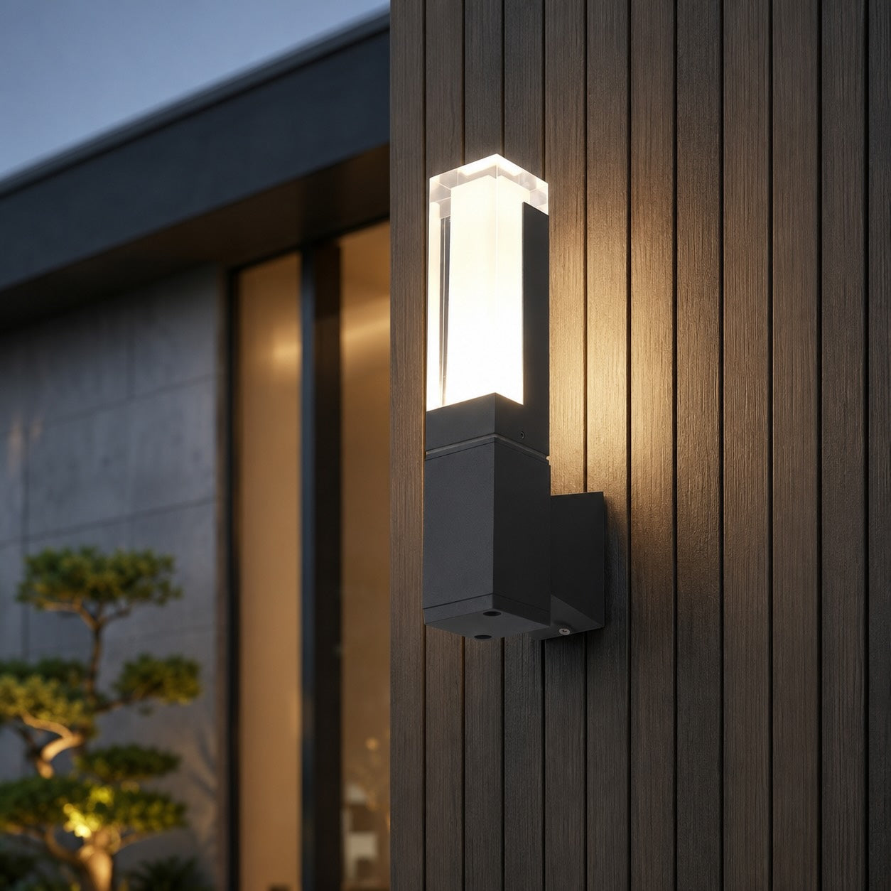 Modern Outdoor Wall Light Motion Sensor Waterproof Adjustable Black 7W 14W for Exterior Use