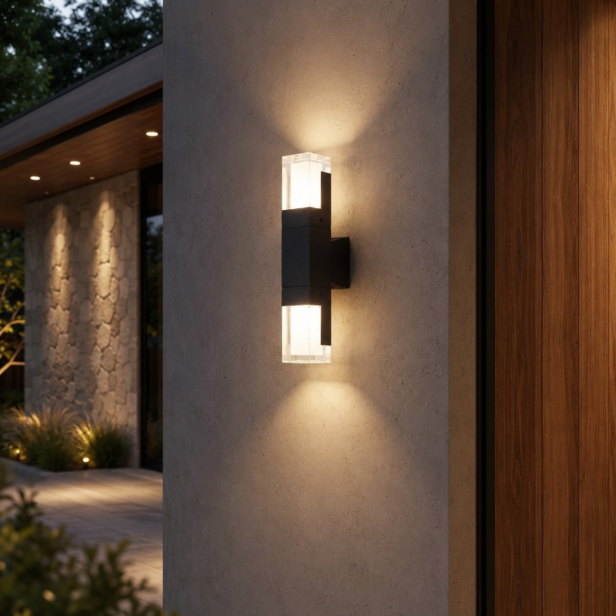 Modern Outdoor Wall Light Motion Sensor Waterproof Adjustable Black 7W 14W for Exterior Use