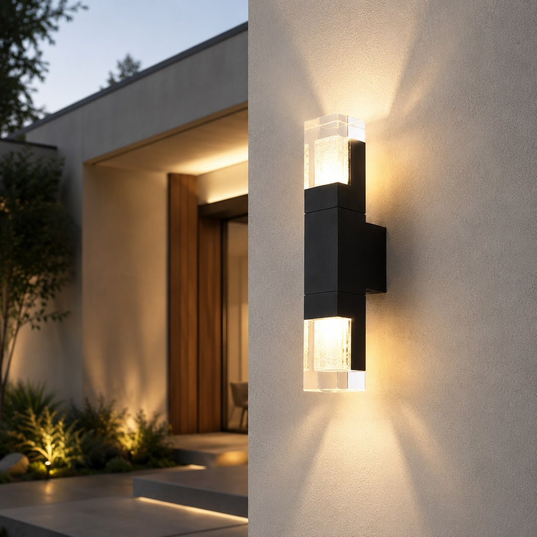 Modern Outdoor Wall Light Motion Sensor Waterproof Adjustable Black 7W 14W for Exterior Use