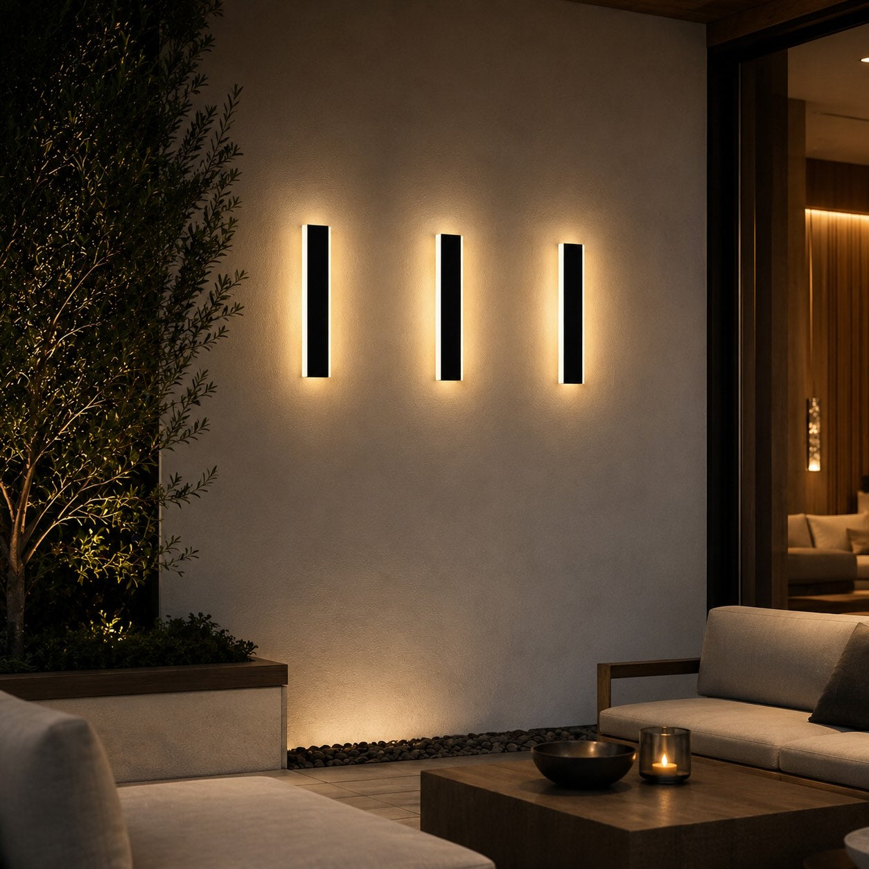 Modern Outdoor Wall Light Waterproof Aluminum Sconce Dimmable Adjustable Length Exterior Lighting