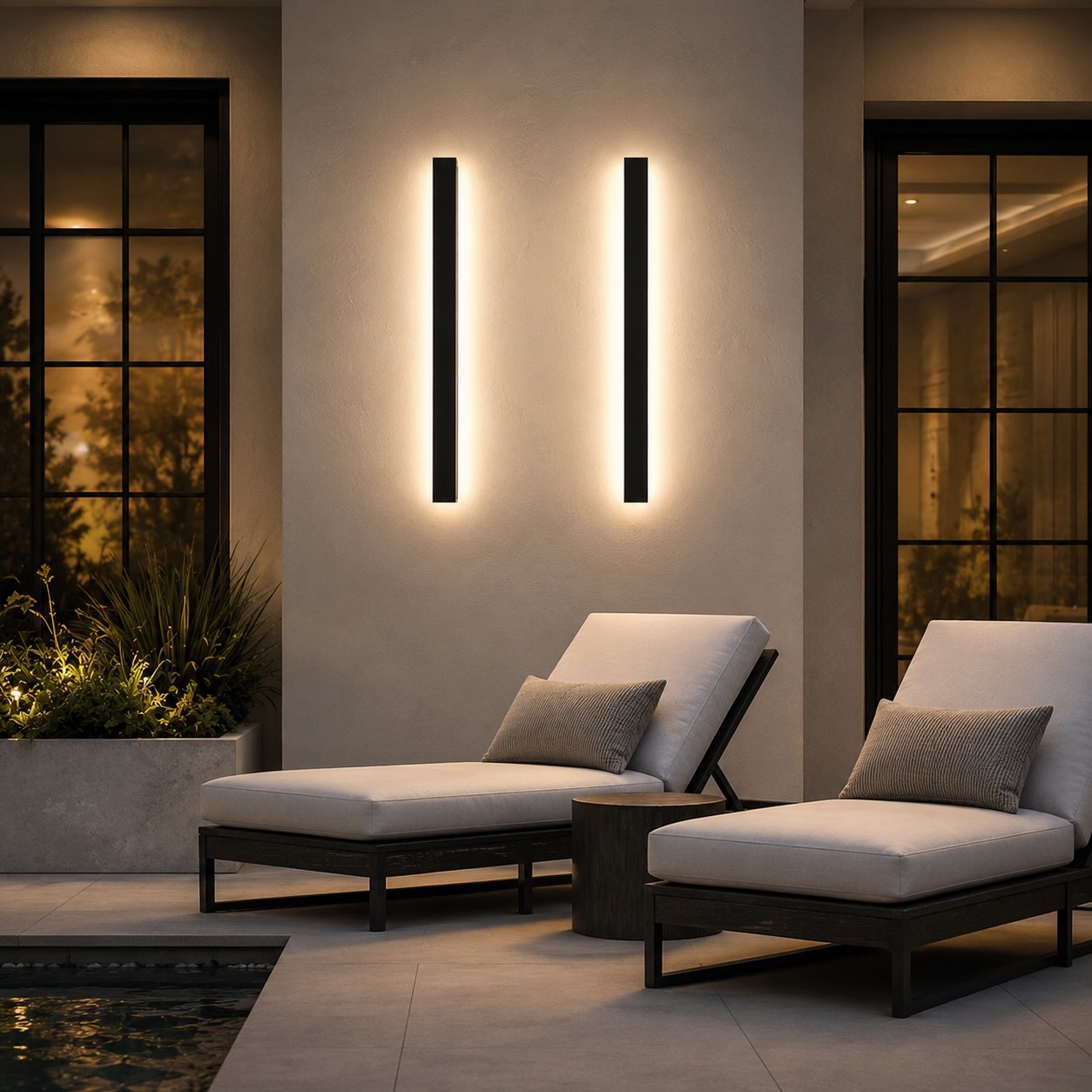 Modern Outdoor Wall Light Waterproof Aluminum Sconce Dimmable Adjustable Length Exterior Lighting