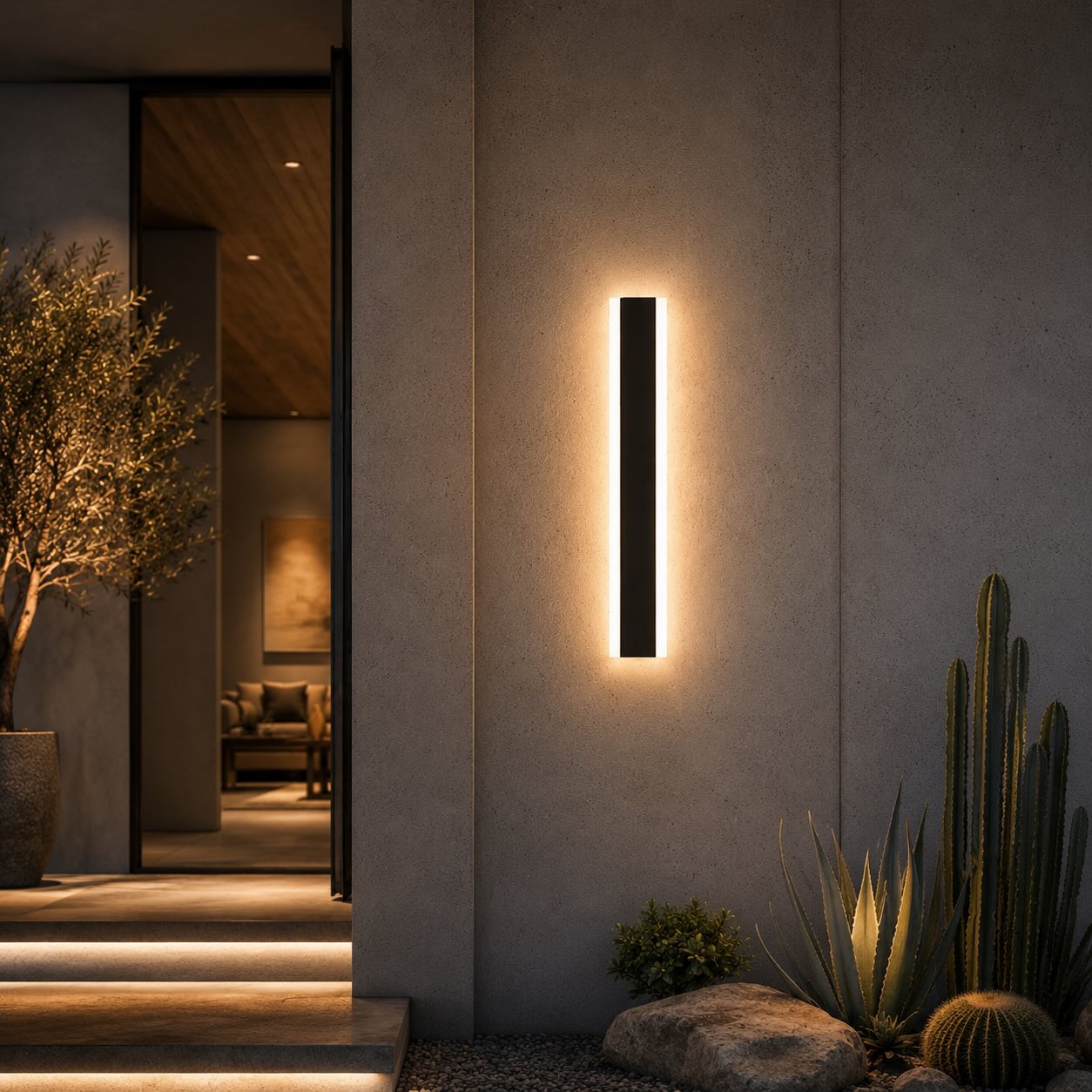 Modern Outdoor Wall Light Waterproof Aluminum Sconce Dimmable Adjustable Length Exterior Lighting