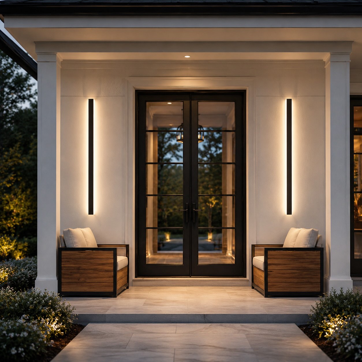 Modern Outdoor Wall Light Waterproof Aluminum Sconce Dimmable Adjustable Length Exterior Lighting
