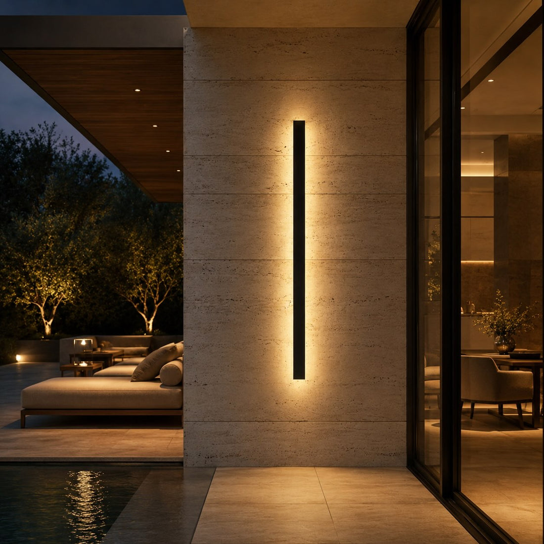 Modern Outdoor Wall Light Waterproof Aluminum Sconce Dimmable Adjustable Length Exterior Lighting