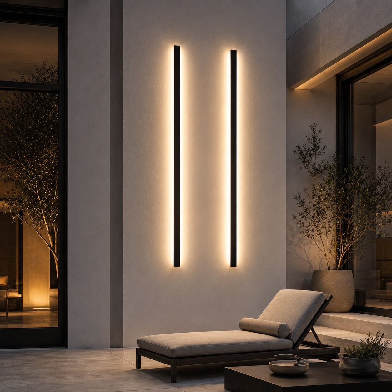 Modern Outdoor Wall Light Waterproof Aluminum Sconce Dimmable Adjustable Length Exterior Lighting
