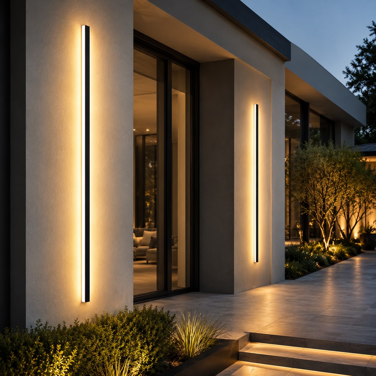 Modern Outdoor Wall Light Waterproof Aluminum Sconce Dimmable Adjustable Length Exterior Lighting