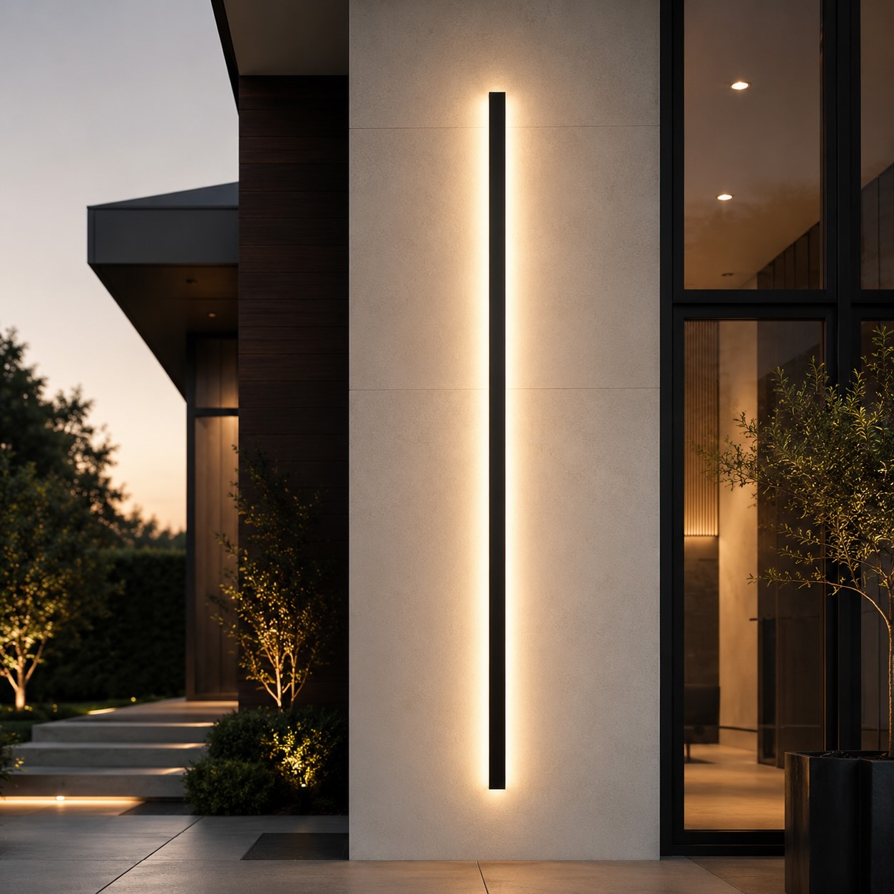 Modern Outdoor Wall Light Waterproof Aluminum Sconce Dimmable Adjustable Length Exterior Lighting