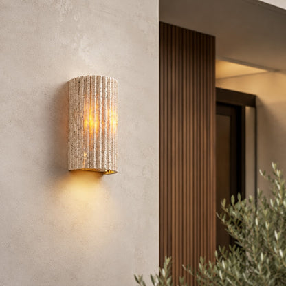 Rustic Minimalist Outdoor Wall Light Wall Mounted Natural Yellow Travertine Integrated LED