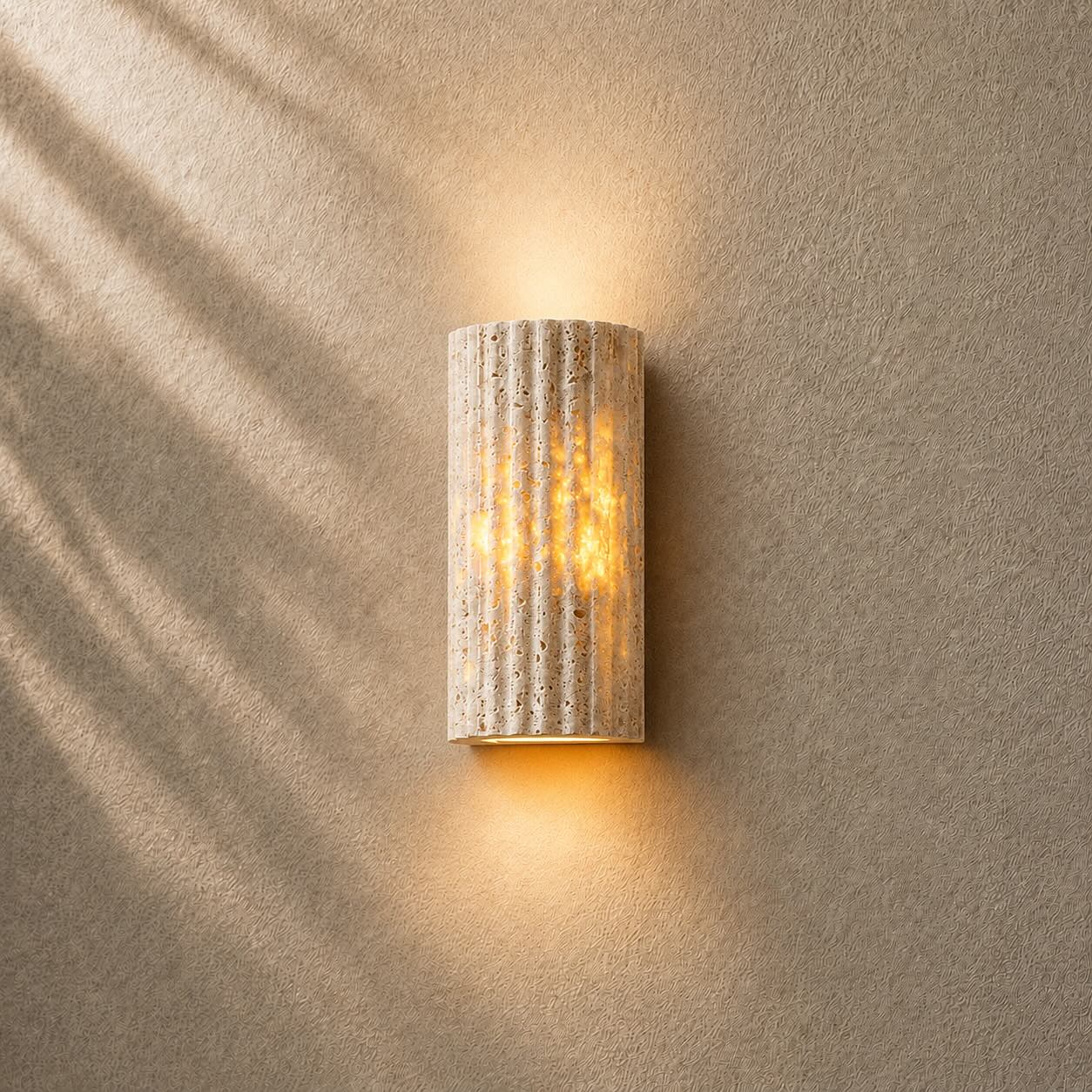 Rustic Minimalist Outdoor Wall Light Wall Mounted Natural Yellow Travertine Integrated LED