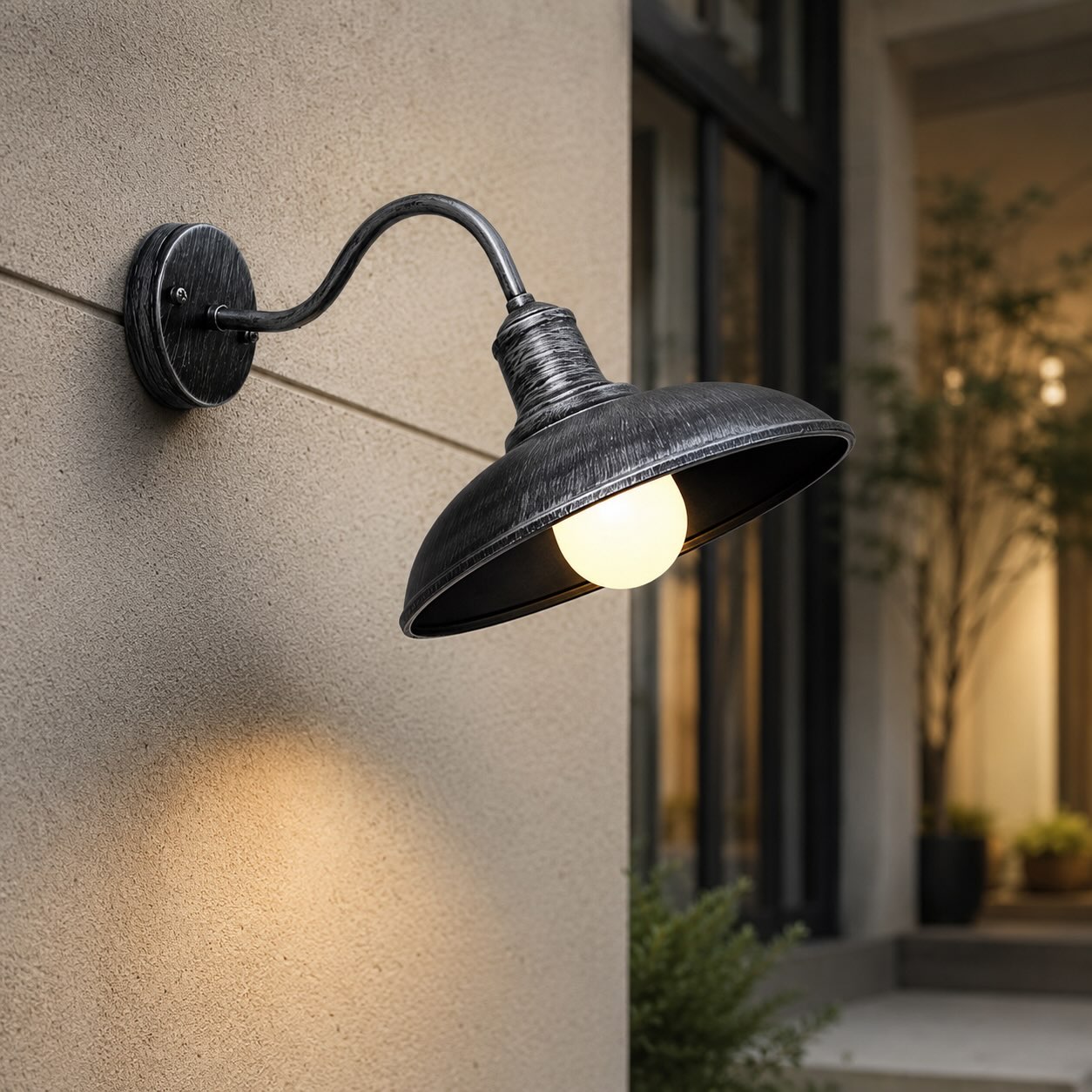 Industrial Outdoor Wall Light Gooseneck Arm Iron IP65 Waterproof LED Fixture 1400 Lumens