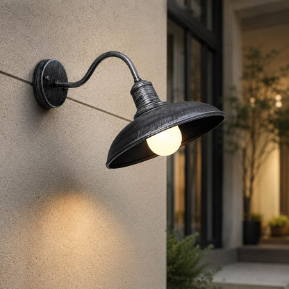 Industrial Outdoor Wall Light Gooseneck Arm Iron IP65 Waterproof LED Fixture 1400 Lumens