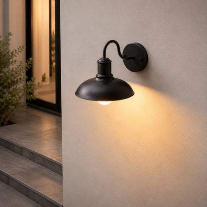 Industrial Outdoor Wall Light Gooseneck Arm Iron IP65 Waterproof LED Fixture 1400 Lumens