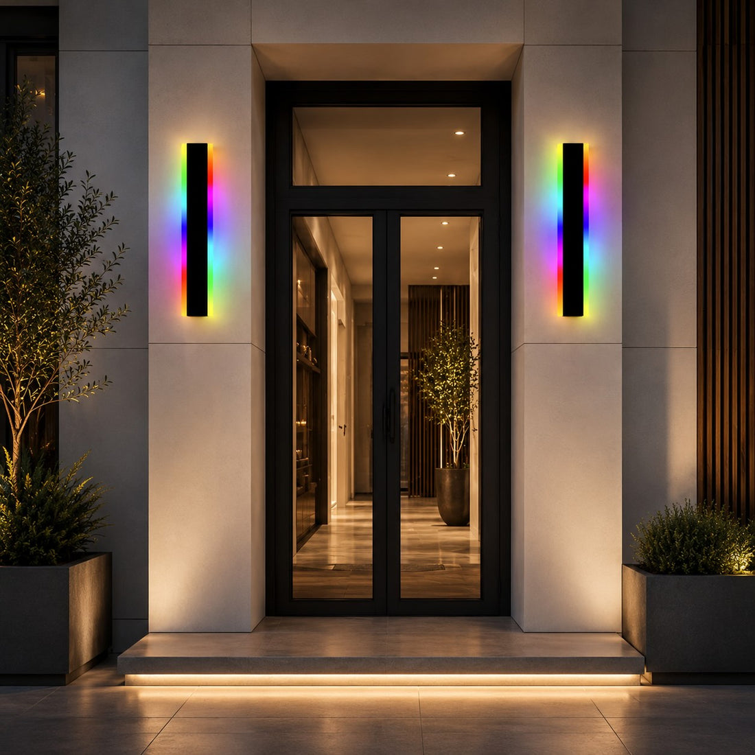 Modern Outdoor Wall Light Fixture Waterproof Aluminum LED with Remote and App Control IP65