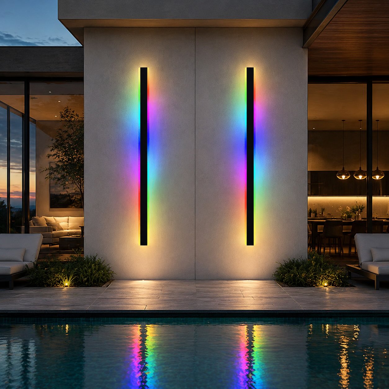 Modern Outdoor Wall Light Fixture Waterproof Aluminum LED with Remote and App Control IP65