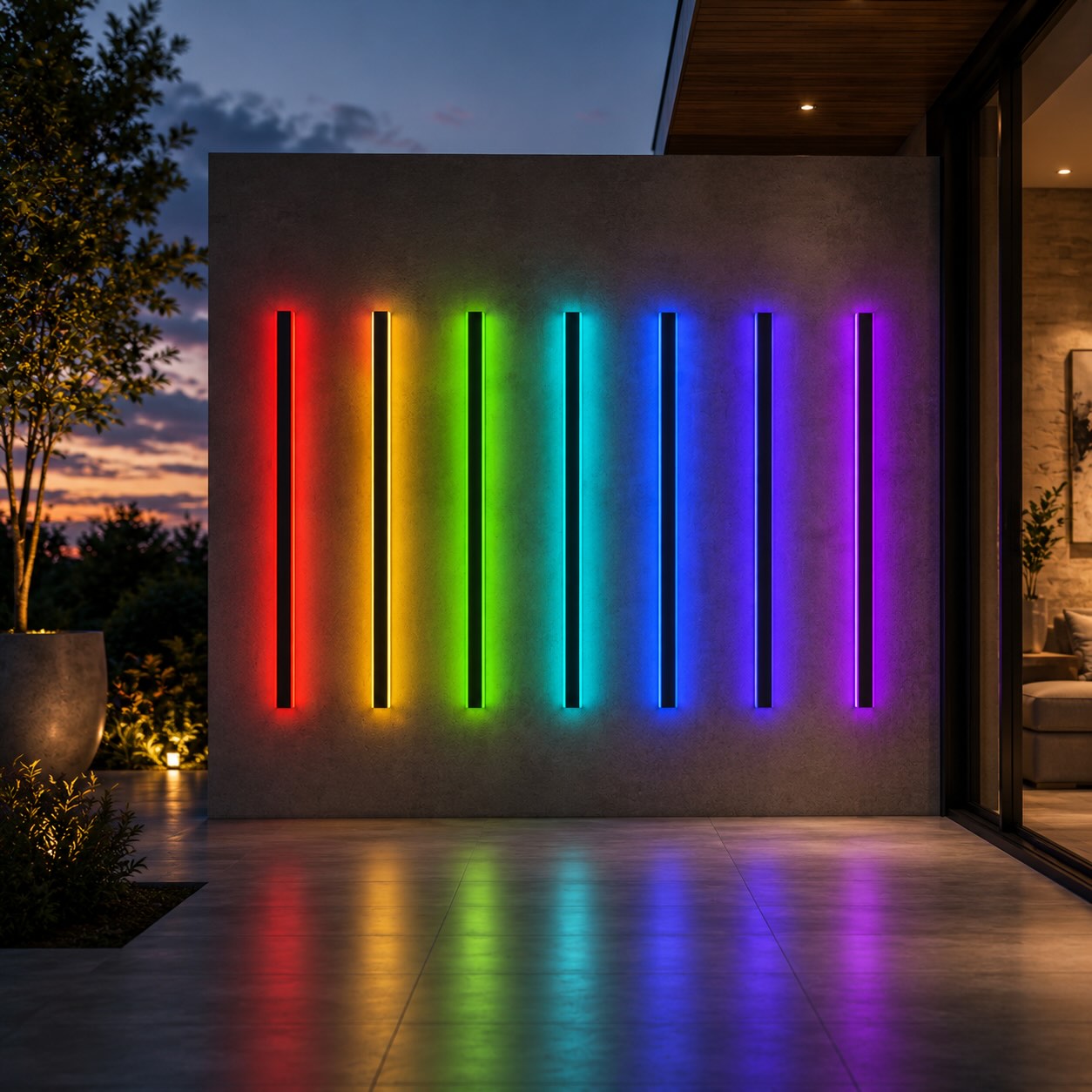 Modern Outdoor Wall Light Fixture Waterproof Aluminum LED with Remote and App Control IP65