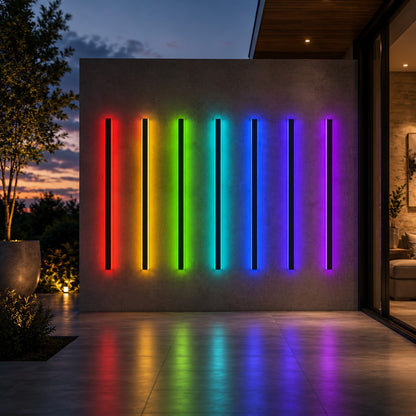 Modern Outdoor Wall Light Fixture Waterproof Aluminum LED with Remote and App Control IP65