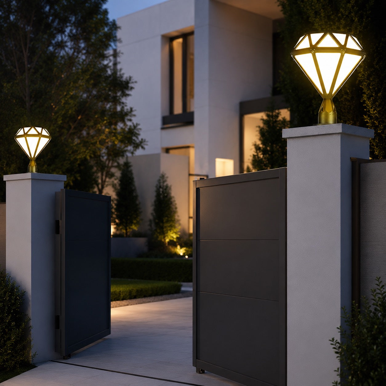 Modern Outdoor Pillar Light Aluminum Waterproof LED 3000K Warm White for Garden and Landscape Lighting