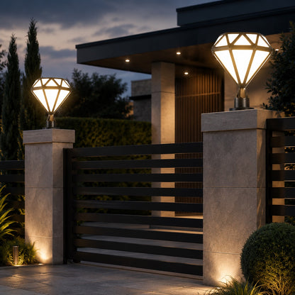 Modern Outdoor Pillar Light Aluminum Waterproof LED 3000K Warm White for Garden and Landscape Lighting