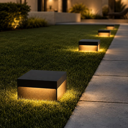 Solar Outdoor Wall Light Modern Square Design Stainless Steel Waterproof 3000K Warm White LED
