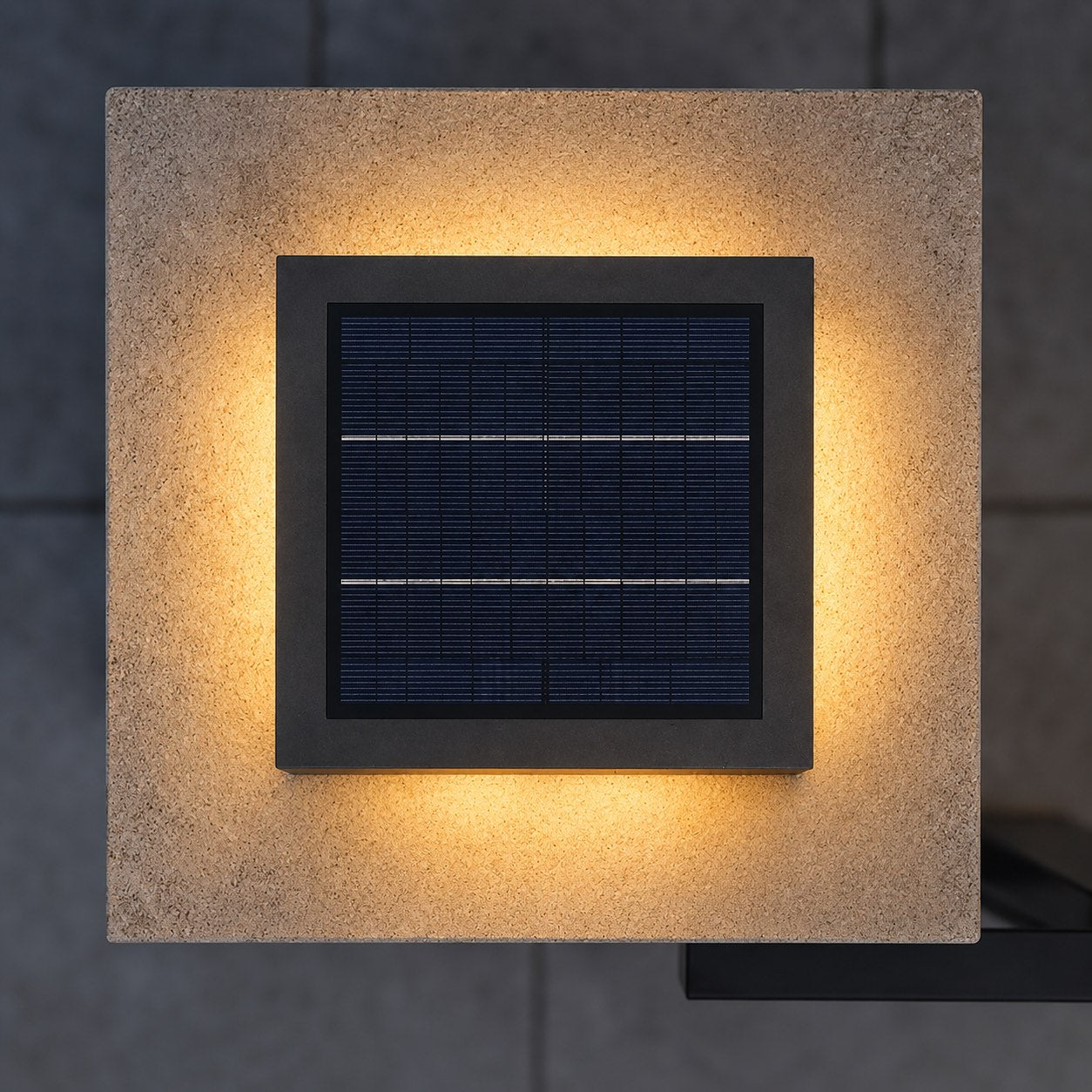 Solar Outdoor Wall Light Modern Square Design Stainless Steel Waterproof 3000K Warm White LED