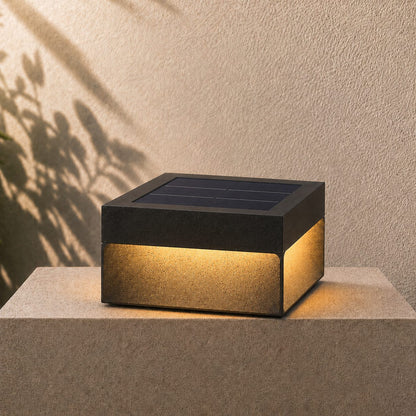 Solar Outdoor Wall Light Modern Square Design Stainless Steel Waterproof 3000K Warm White LED