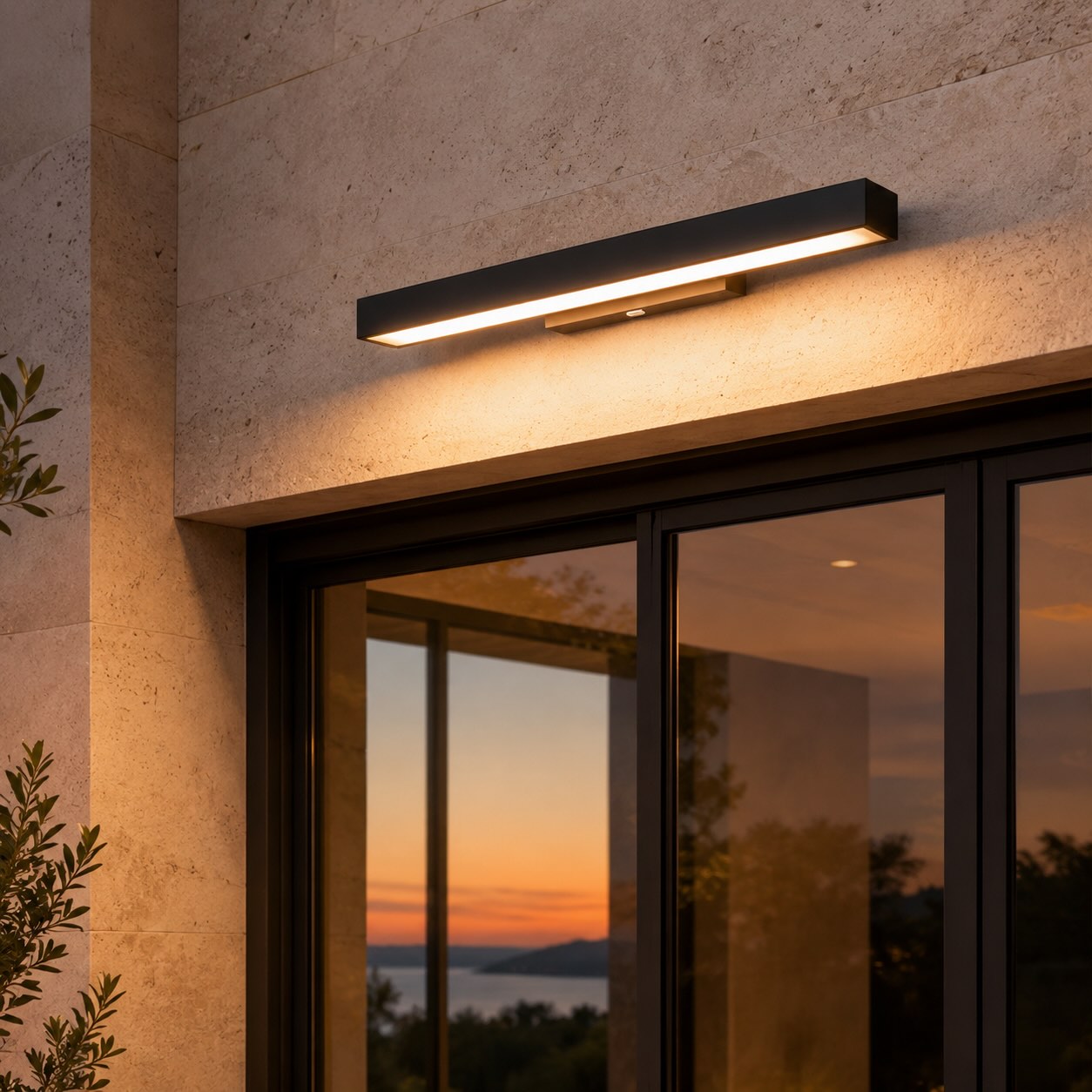 Modern LED Outdoor Wall Light Motion Sensor Rectangular Stainless Steel IP65 Waterproof
