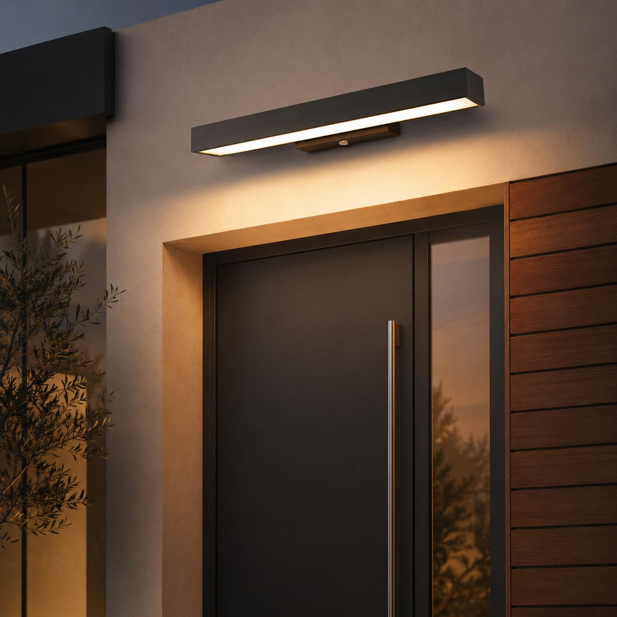 Modern LED Outdoor Wall Light Motion Sensor Rectangular Stainless Steel IP65 Waterproof