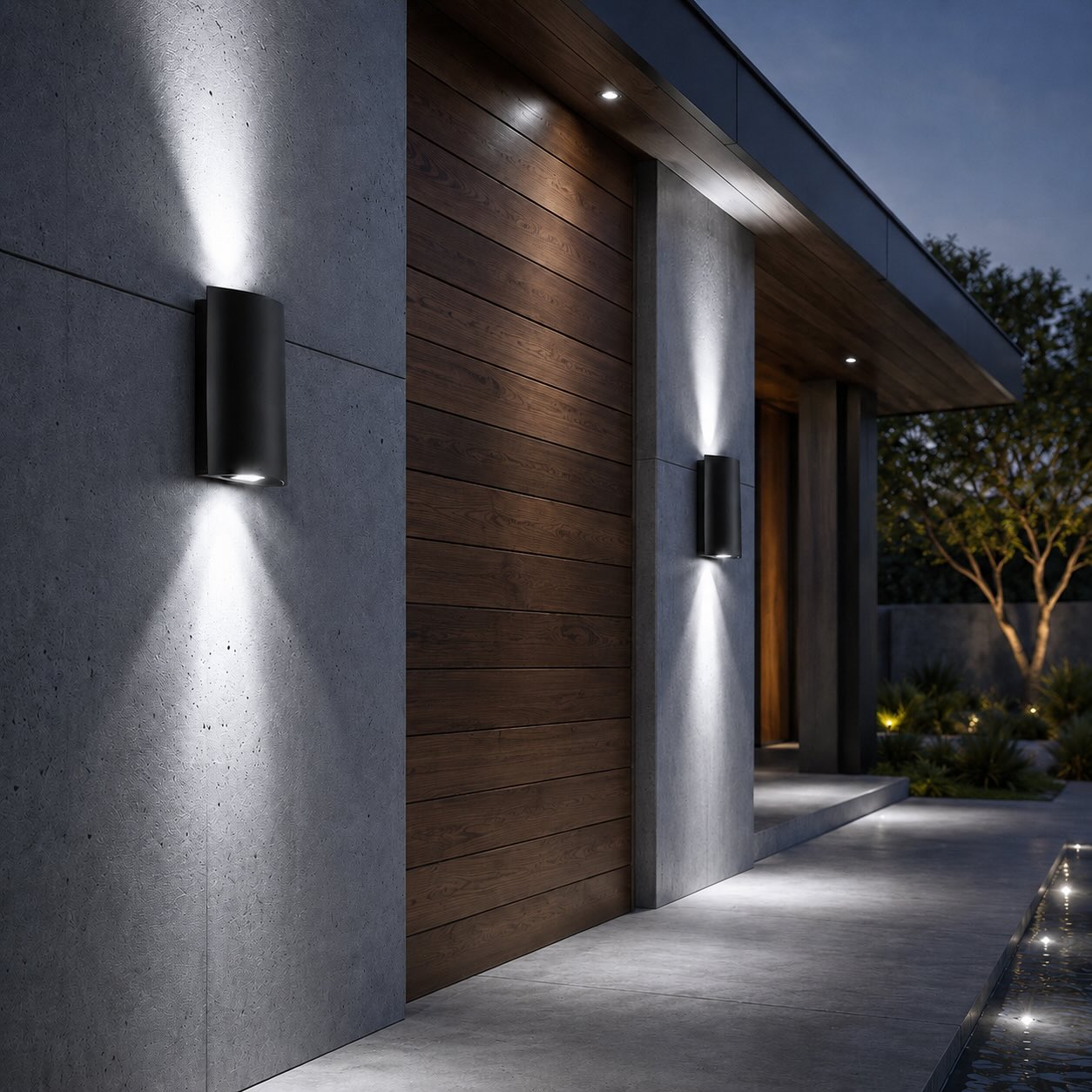 Modern Outdoor Wall Light Up Down Wall Mounted Die-Cast Aluminum LED Clear Glass IP65 Rated
