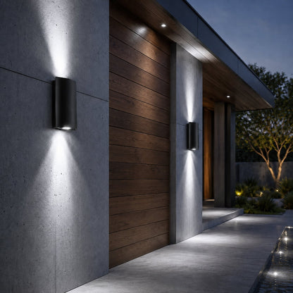 Modern Outdoor Wall Light Up Down Wall Mounted Die-Cast Aluminum LED Clear Glass IP65 Rated