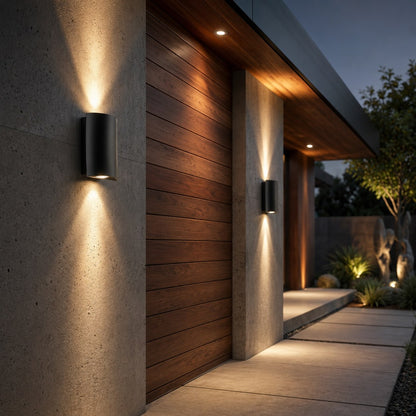 Modern Outdoor Wall Light Up Down Wall Mounted Die-Cast Aluminum LED Clear Glass IP65 Rated