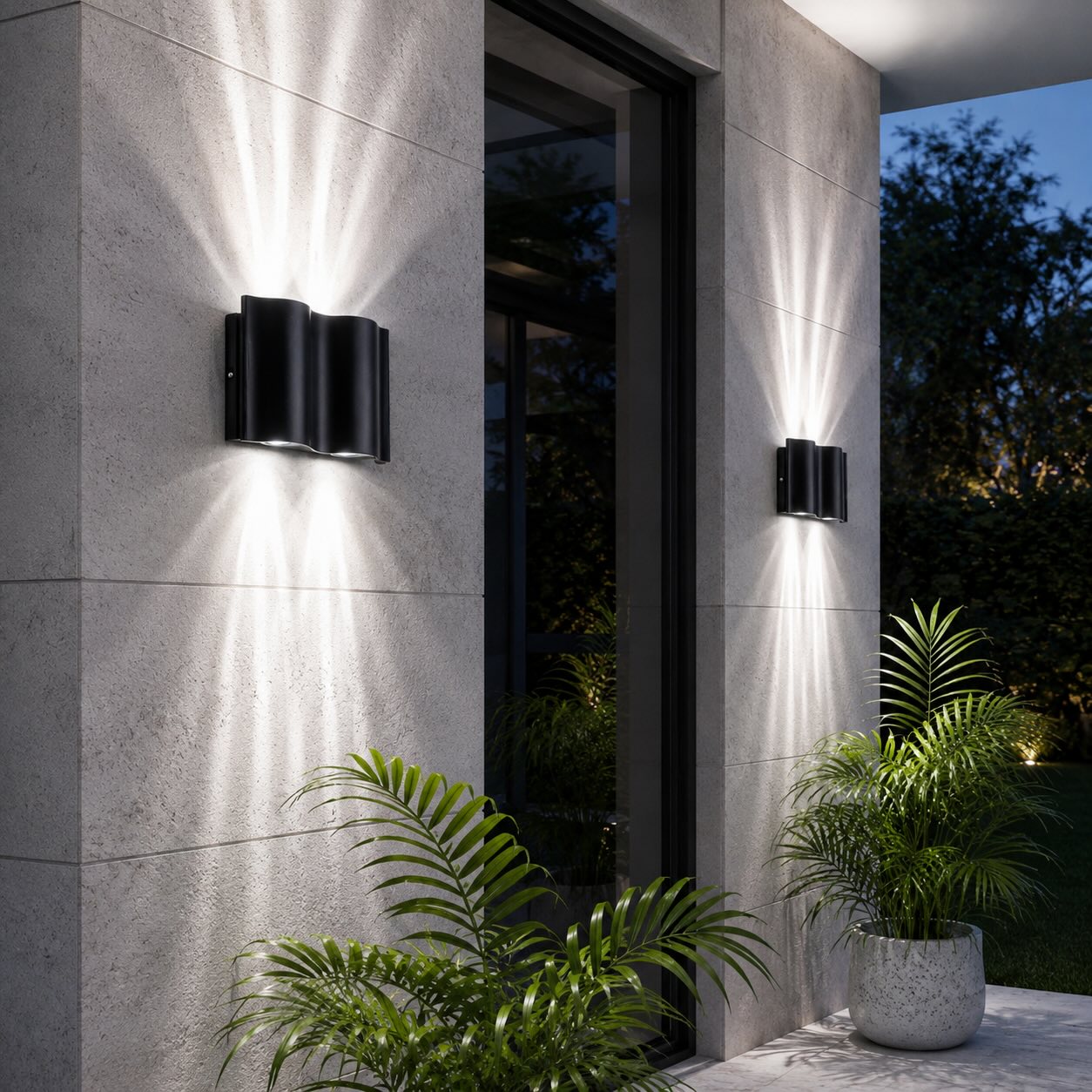 Modern Outdoor Wall Light Up Down Wall Mounted Die-Cast Aluminum LED Clear Glass IP65 Rated