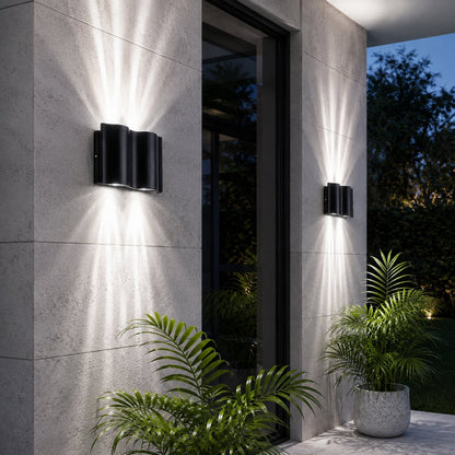 Modern Outdoor Wall Light Up Down Wall Mounted Die-Cast Aluminum LED Clear Glass IP65 Rated