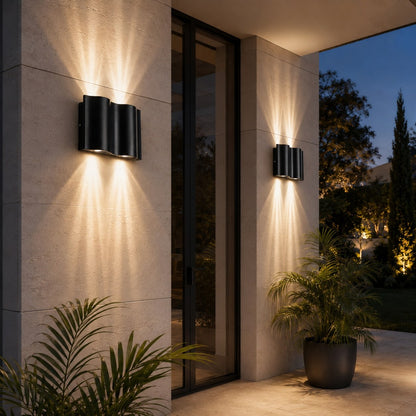 Modern Outdoor Wall Light Up Down Wall Mounted Die-Cast Aluminum LED Clear Glass IP65 Rated