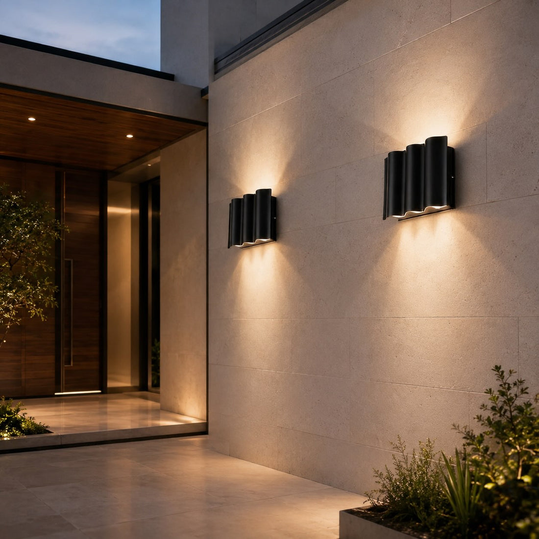 Modern Outdoor Wall Light Up Down Wall Mounted Die-Cast Aluminum LED Clear Glass IP65 Rated