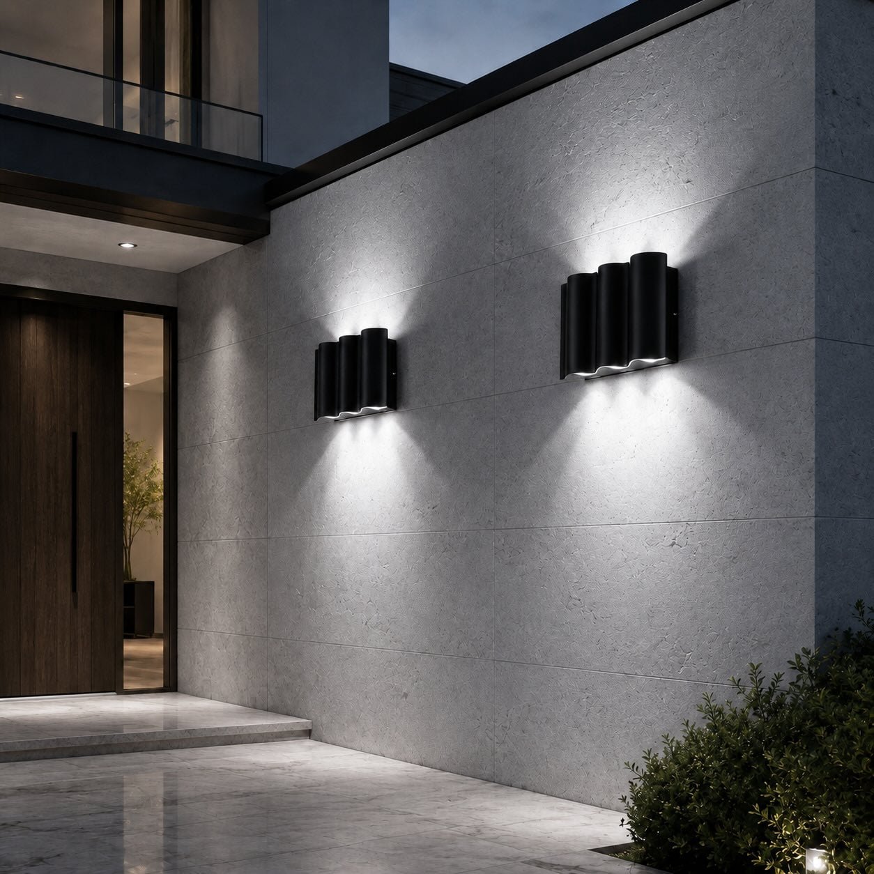 Modern Outdoor Wall Light Up Down Wall Mounted Die-Cast Aluminum LED Clear Glass IP65 Rated