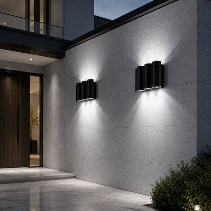 Modern Outdoor Wall Light Up Down Wall Mounted Die-Cast Aluminum LED Clear Glass IP65 Rated
