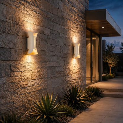 Modern Outdoor Wall Sconce Up Down Lighting Aluminum Glass Shade LED Motion Sensor IP65