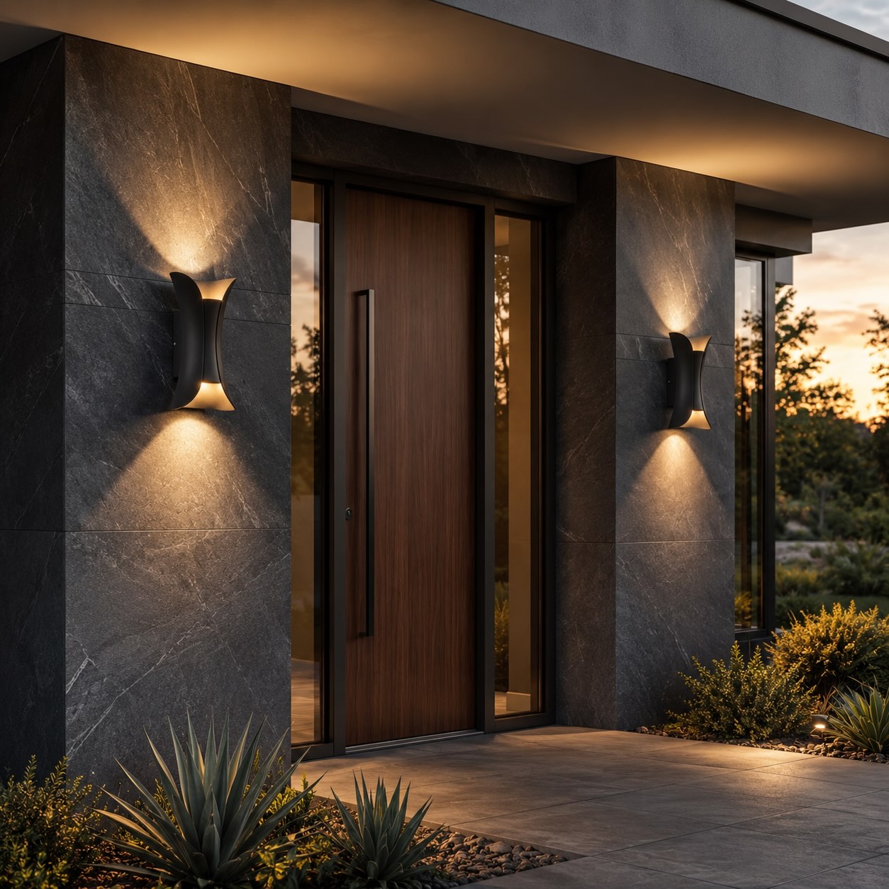 Modern Outdoor Wall Sconce Up Down Lighting Aluminum Glass Shade LED Motion Sensor IP65
