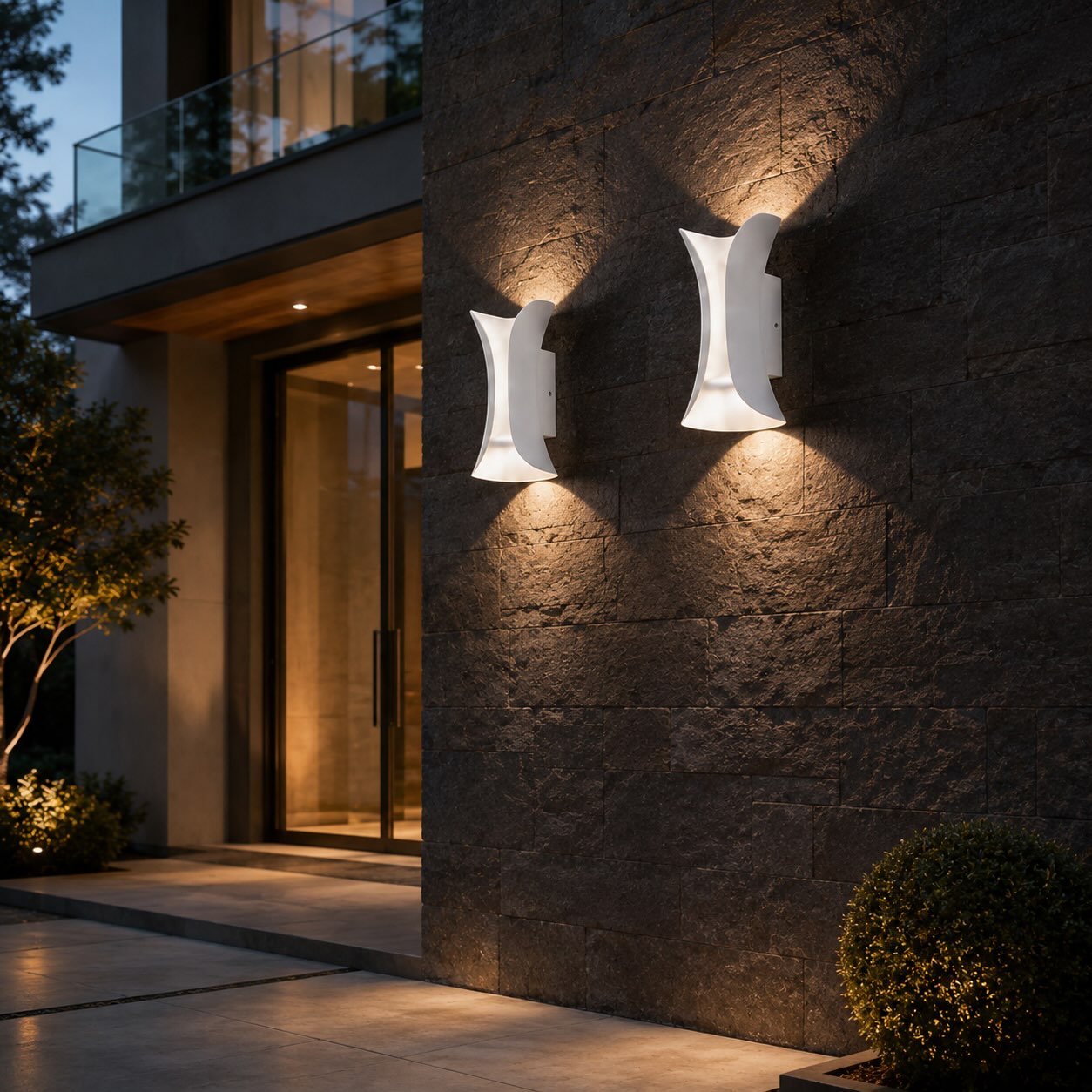 Modern Outdoor Wall Sconce Up Down Lighting Aluminum Glass Shade LED Motion Sensor IP65