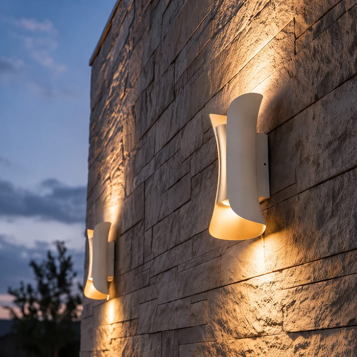 Modern Outdoor Wall Sconce Up Down Lighting Aluminum Glass Shade LED Motion Sensor IP65