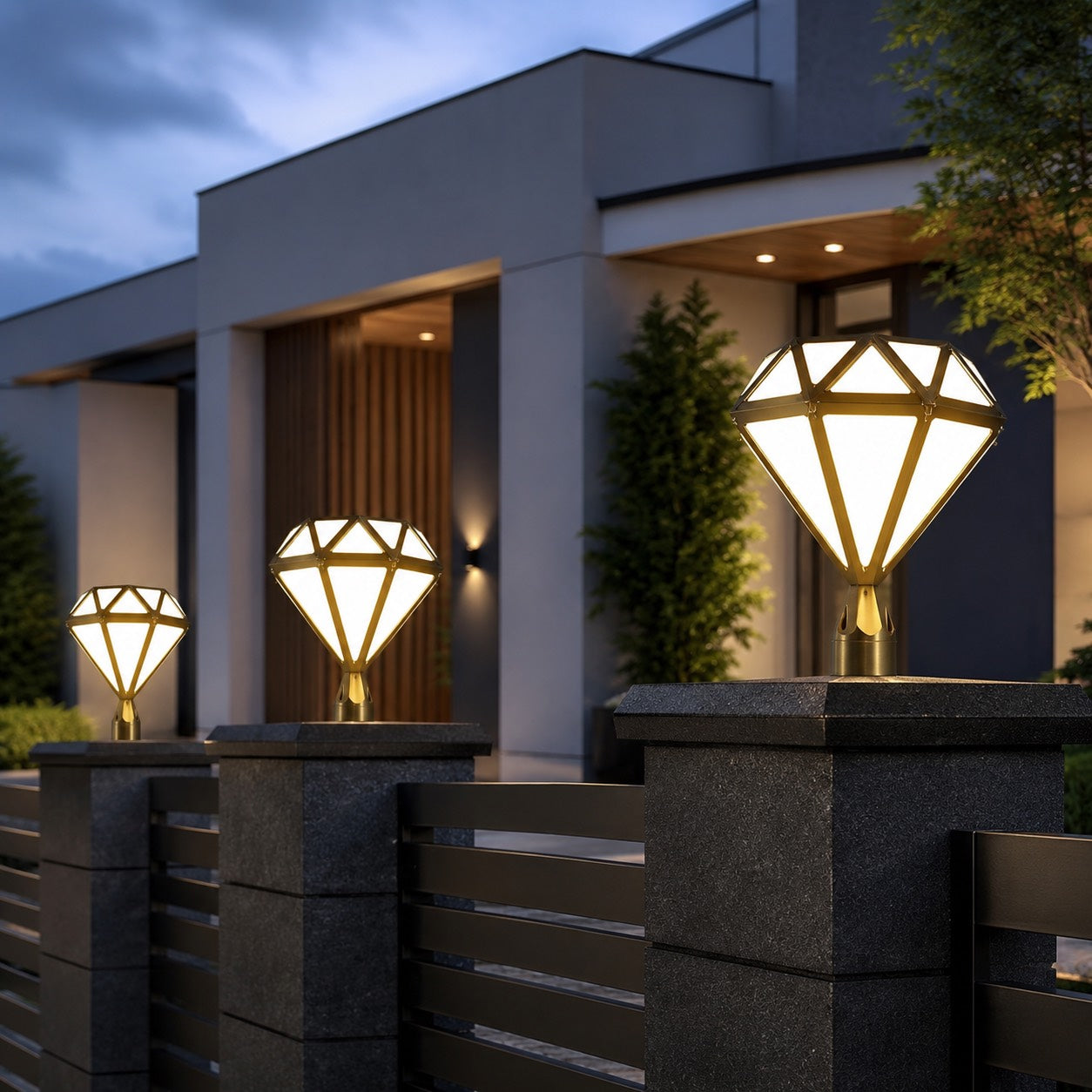 Modern Outdoor Pillar Light Aluminum Waterproof LED 3000K Warm White for Garden and Landscape Lighting