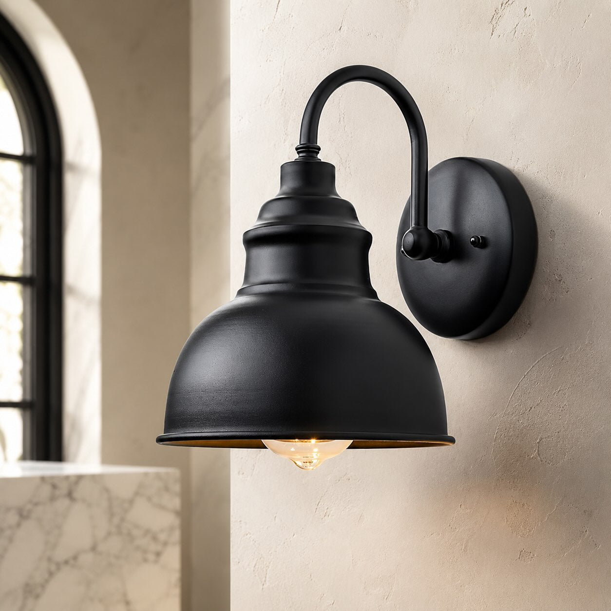 Modern Outdoor Wall Light Waterproof Iron Wall Mounted LED 3000K Warm Glow
