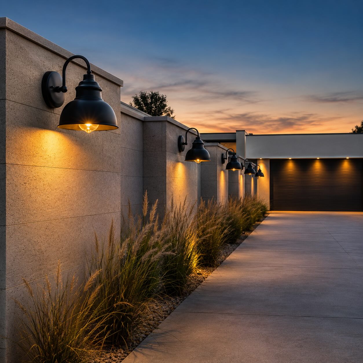 Modern Outdoor Wall Light Waterproof Iron Wall Mounted LED 3000K Warm Glow