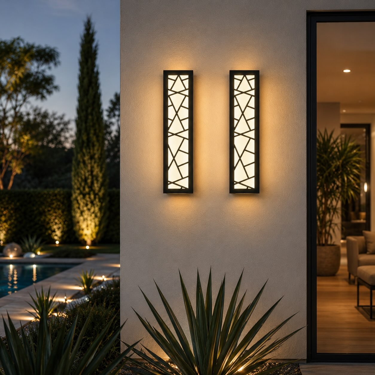Modern Black Outdoor Wall Light Wall Mounted Waterproof Metal LED Fixture for Gardens Patios